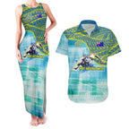 Australia Men National Water Polo Team Couples Matching Tank Maxi Dress and Hawaiian Shirt Aboriginal Dot Art Style Patriotic Aquatic Sport