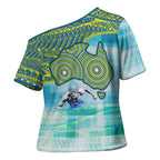 Australia Men National Water Polo Team Cross Shoulder Shirt Aboriginal Dot Art Style Patriotic Aquatic Sport
