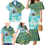 Australia Men National Water Polo Team Family Matching Mermaid Dress and Hawaiian Shirt Aboriginal Dot Art Style Patriotic Aquatic Sport