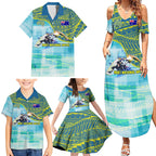 Australia Men National Water Polo Team Family Matching Summer Maxi Dress and Hawaiian Shirt Aboriginal Dot Art Style Patriotic Aquatic Sport