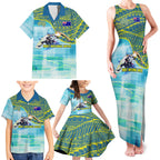 Australia Men National Water Polo Team Family Matching Tank Maxi Dress and Hawaiian Shirt Aboriginal Dot Art Style Patriotic Aquatic Sport