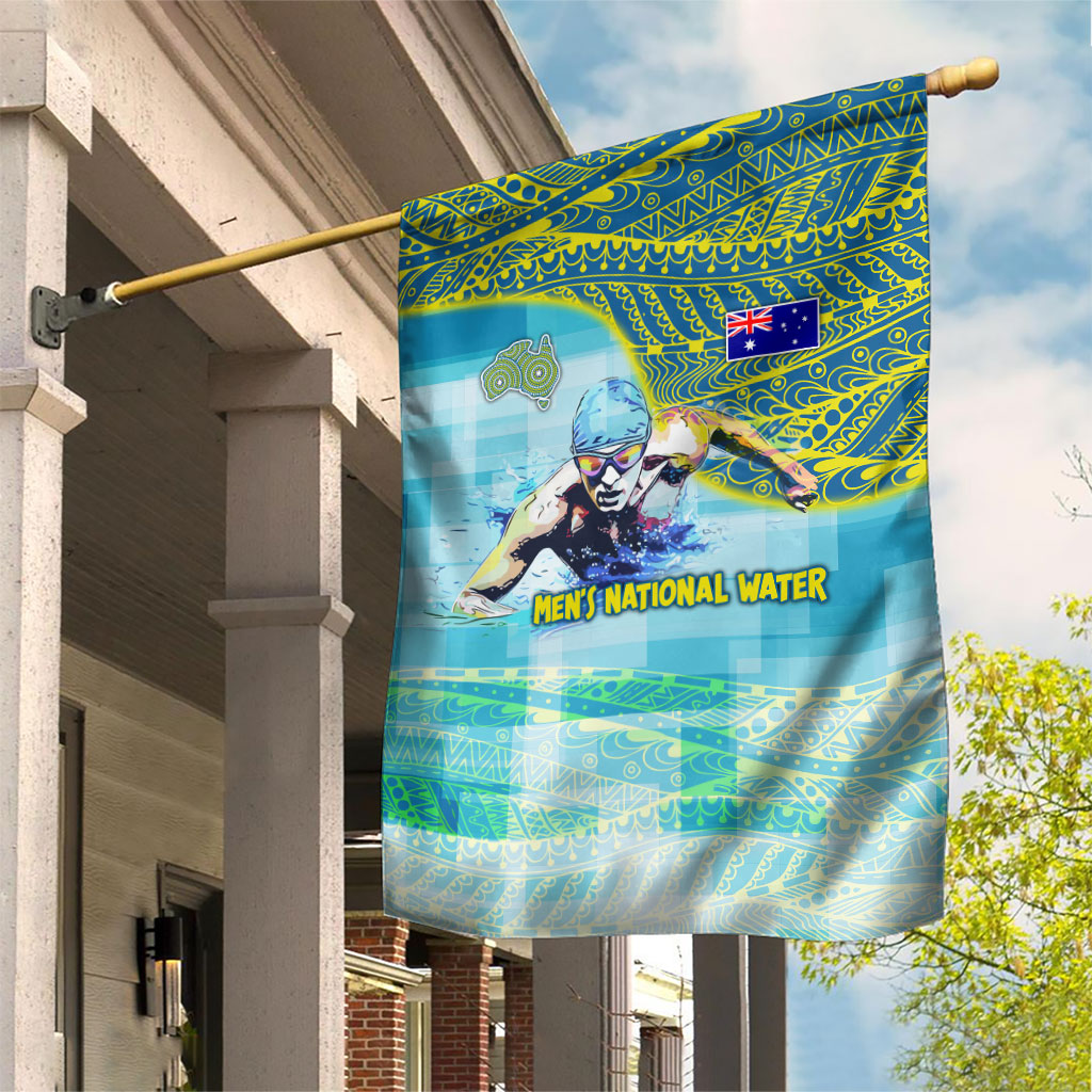 Australia Men National Water Polo Team Garden Flag Aboriginal Dot Art Style Patriotic Aquatic Sport
