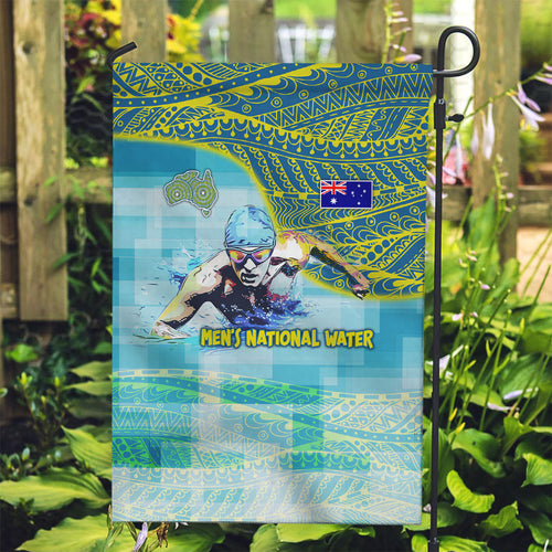 Australia Men National Water Polo Team Garden Flag Aboriginal Dot Art Style Patriotic Aquatic Sport
