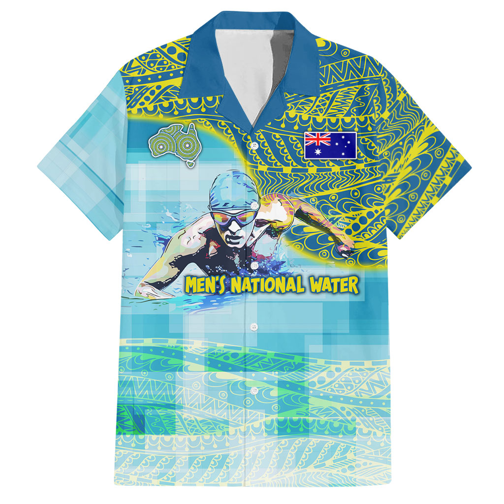 Australia Men National Water Polo Team Hawaiian Shirt Aboriginal Dot Art Style Patriotic Aquatic Sport