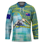 Australia Men National Water Polo Team Hockey Jersey Aboriginal Dot Art Style Patriotic Aquatic Sport