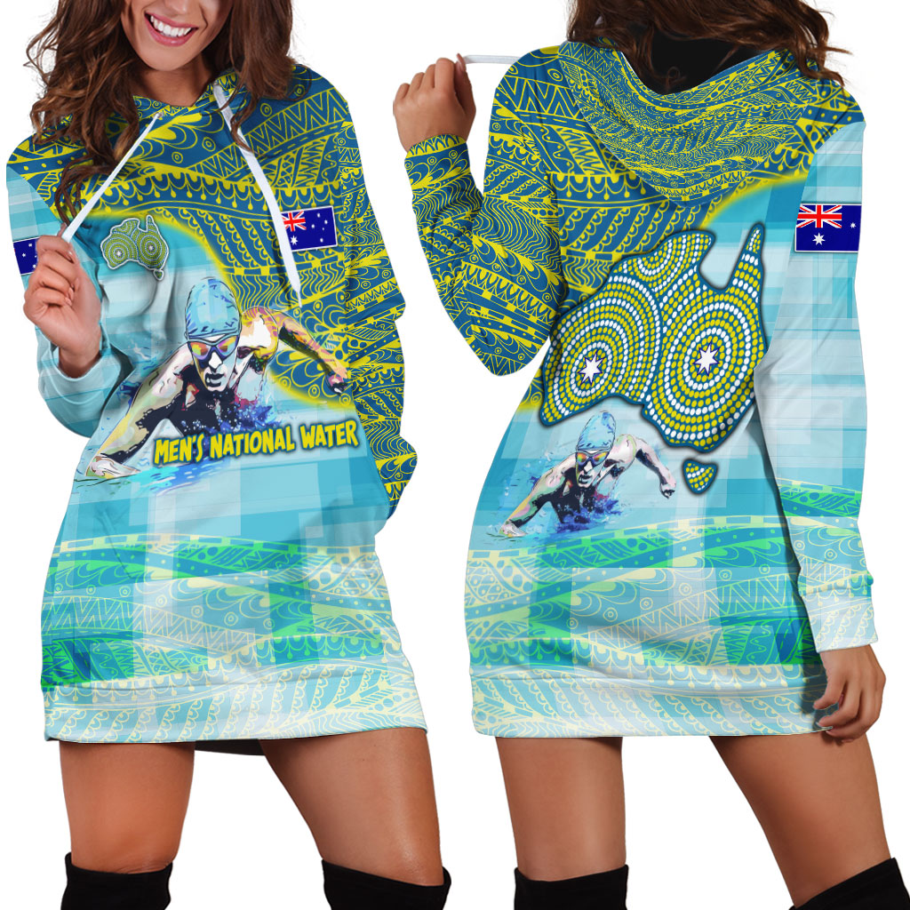Australia Men National Water Polo Team Hoodie Dress Aboriginal Dot Art Style Patriotic Aquatic Sport