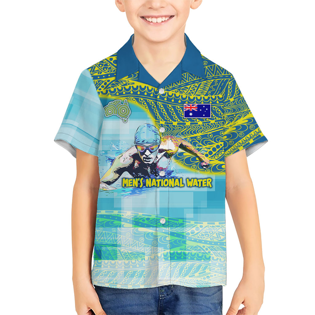 Australia Men National Water Polo Team Kid Hawaiian Shirt Aboriginal Dot Art Style Patriotic Aquatic Sport