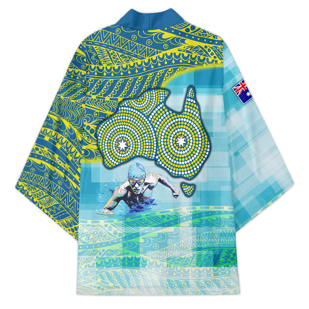 Australia Men National Water Polo Team Kimono Aboriginal Dot Art Style Patriotic Aquatic Sport
