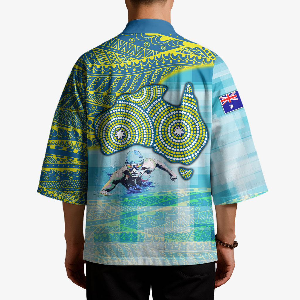 Australia Men National Water Polo Team Kimono Aboriginal Dot Art Style Patriotic Aquatic Sport
