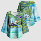 Australia Men National Water Polo Team Kimono Sleeve Blouse Aboriginal Dot Art Style Patriotic Aquatic Sport