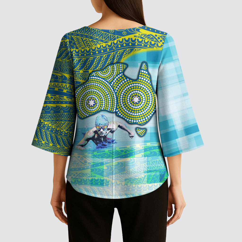 Australia Men National Water Polo Team Kimono Sleeve Blouse Aboriginal Dot Art Style Patriotic Aquatic Sport