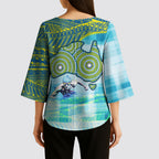 Australia Men National Water Polo Team Kimono Sleeve Blouse Aboriginal Dot Art Style Patriotic Aquatic Sport