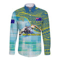 Australia Men National Water Polo Team Long Sleeve Button Shirt Aboriginal Dot Art Style Patriotic Aquatic Sport