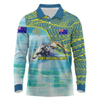 Australia Men National Water Polo Team Long Sleeve Polo Shirt Aboriginal Dot Art Style Patriotic Aquatic Sport