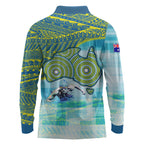 Australia Men National Water Polo Team Long Sleeve Polo Shirt Aboriginal Dot Art Style Patriotic Aquatic Sport