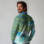 Australia Men National Water Polo Team Long Sleeve Polo Shirt Aboriginal Dot Art Style Patriotic Aquatic Sport