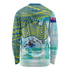Australia Men National Water Polo Team Long Sleeve Shirt Aboriginal Dot Art Style Patriotic Aquatic Sport
