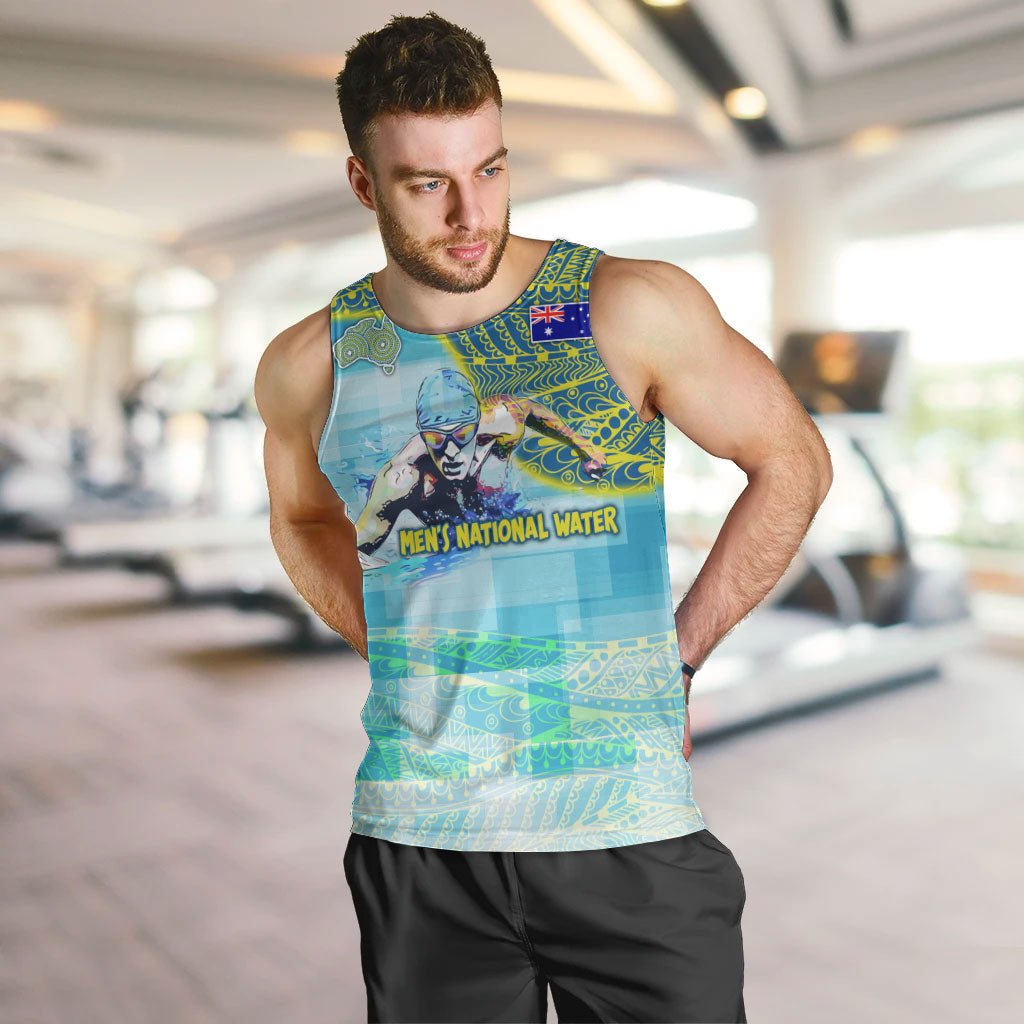 Australia Men National Water Polo Team Men Tank Top Aboriginal Dot Art Style Patriotic Aquatic Sport