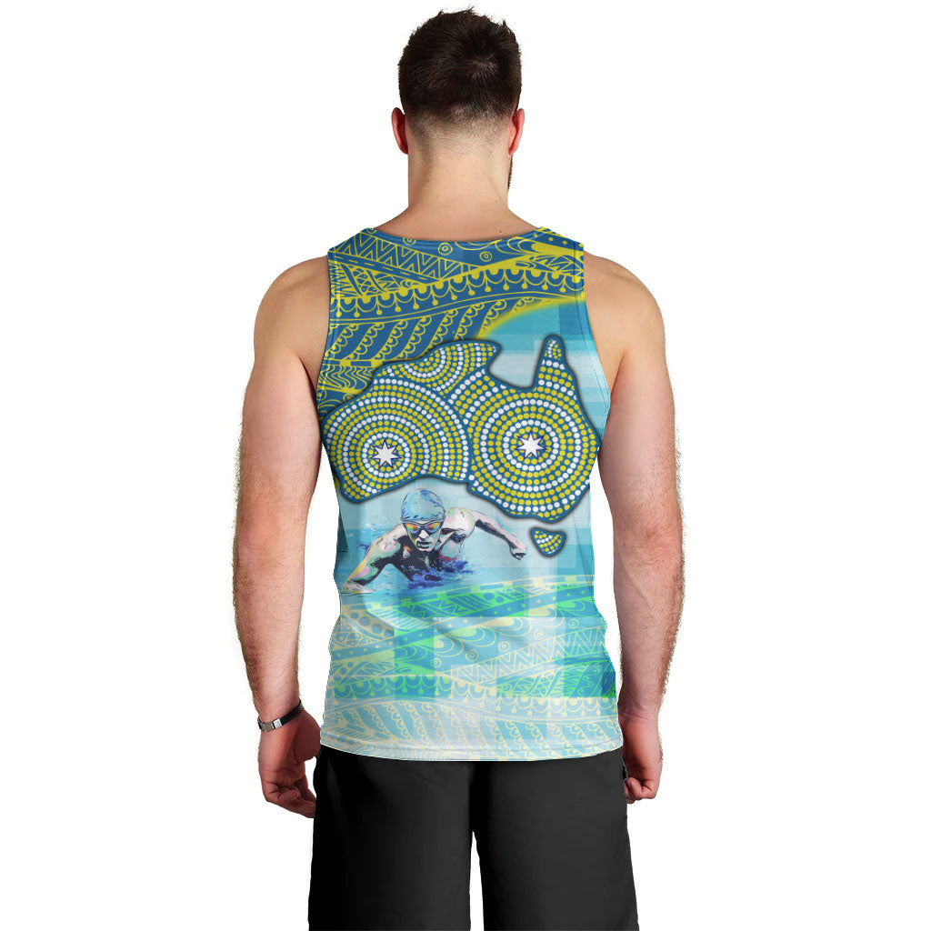 Australia Men National Water Polo Team Men Tank Top Aboriginal Dot Art Style Patriotic Aquatic Sport
