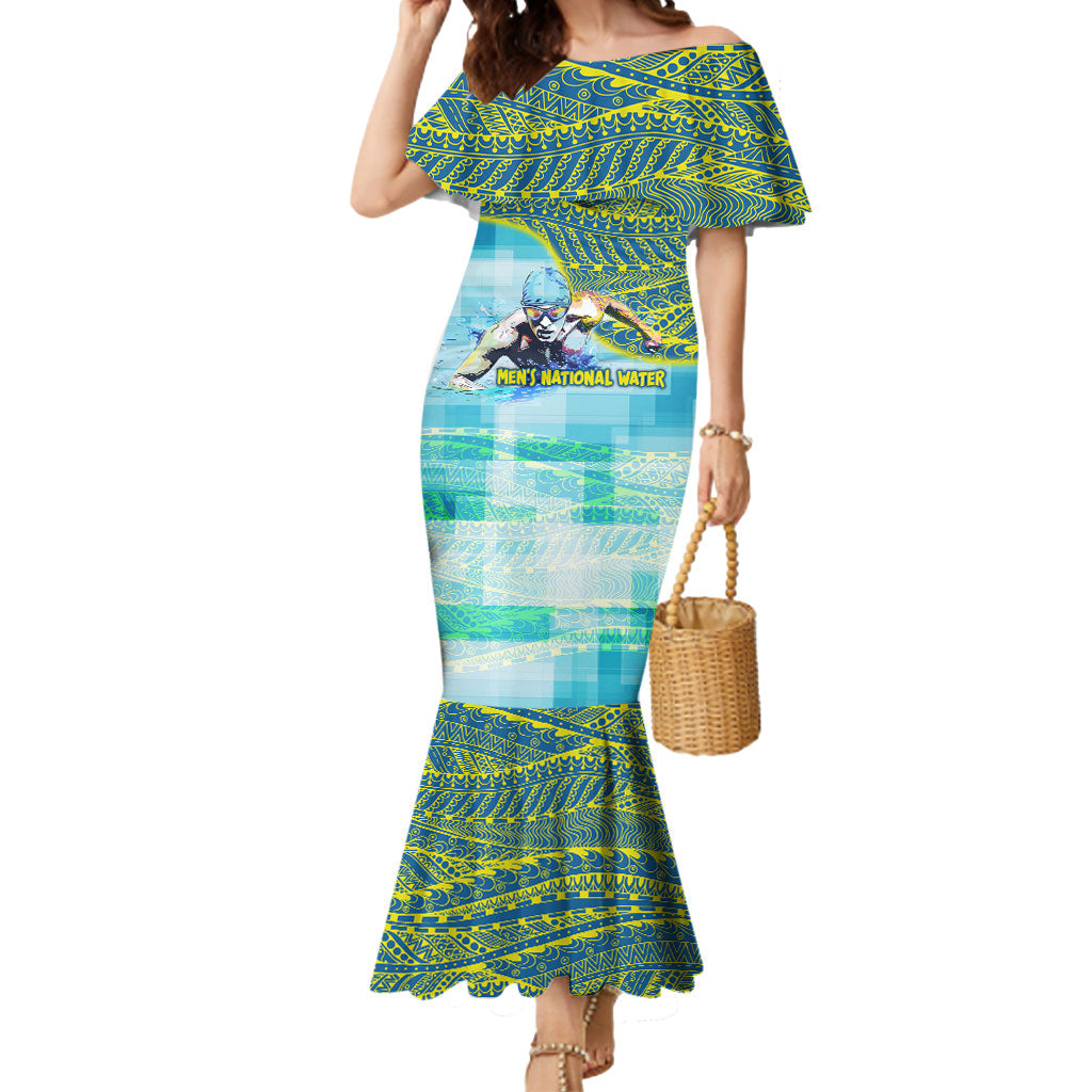 Australia Men National Water Polo Team Mermaid Dress Aboriginal Dot Art Style Patriotic Aquatic Sport