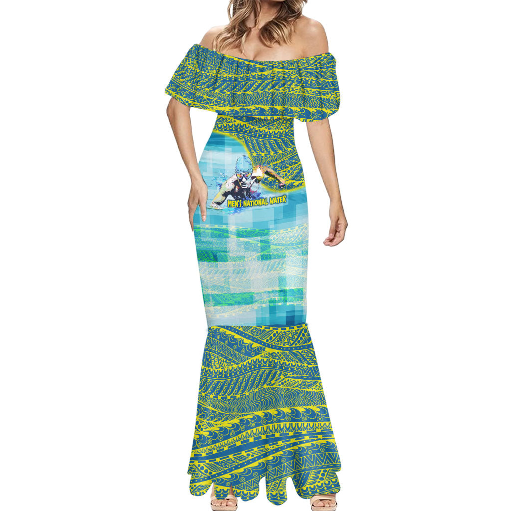 Australia Men National Water Polo Team Mermaid Dress Aboriginal Dot Art Style Patriotic Aquatic Sport