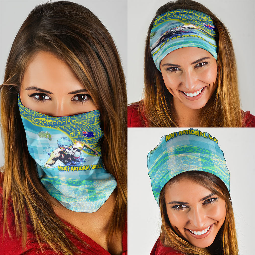 Australia Men National Water Polo Team Neck Gaiter Aboriginal Dot Art Style Patriotic Aquatic Sport