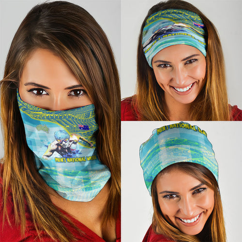Australia Men National Water Polo Team Neck Gaiter Aboriginal Dot Art Style Patriotic Aquatic Sport