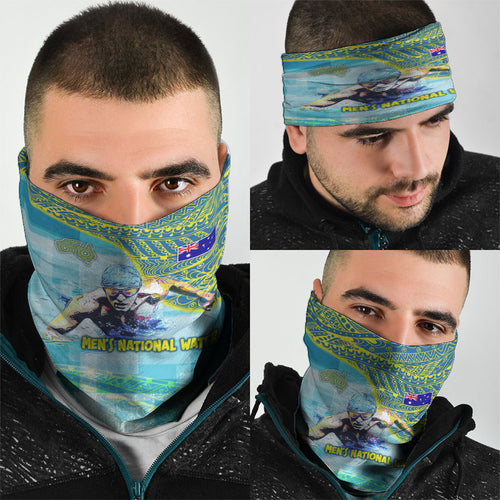 Australia Men National Water Polo Team Neck Gaiter Aboriginal Dot Art Style Patriotic Aquatic Sport