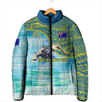 Australia Men National Water Polo Team Padded Jacket Aboriginal Dot Art Style Patriotic Aquatic Sport