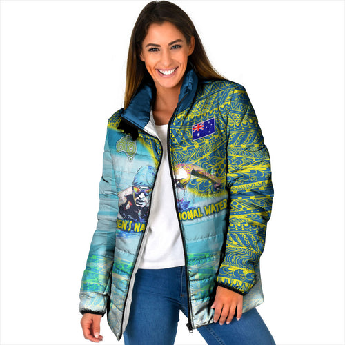 Australia Men National Water Polo Team Padded Jacket Aboriginal Dot Art Style Patriotic Aquatic Sport