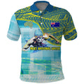 Australia Men National Water Polo Team Polo Shirt Aboriginal Dot Art Style Patriotic Aquatic Sport