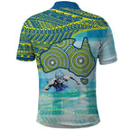Australia Men National Water Polo Team Polo Shirt Aboriginal Dot Art Style Patriotic Aquatic Sport