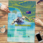 Australia Men National Water Polo Team Puzzle Aboriginal Dot Art Style Patriotic Aquatic Sport