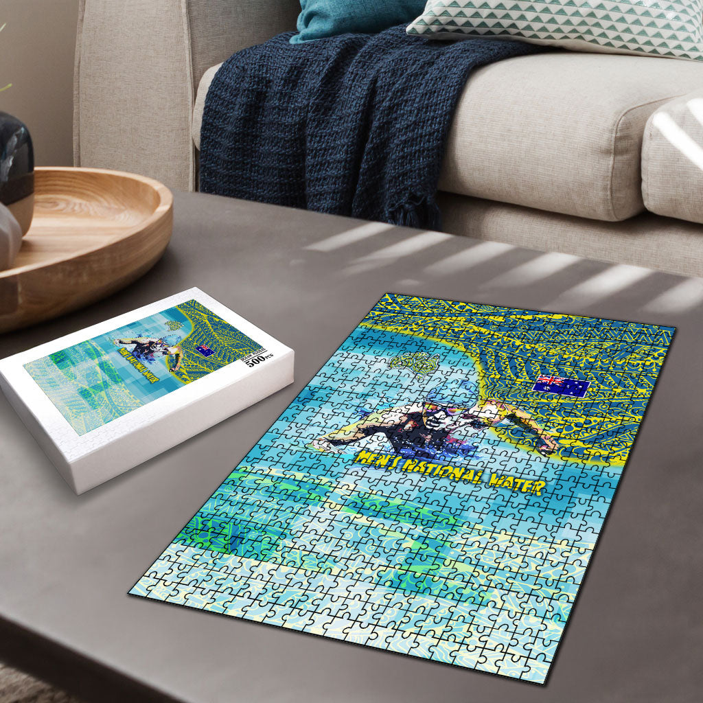 Australia Men National Water Polo Team Puzzle Aboriginal Dot Art Style Patriotic Aquatic Sport