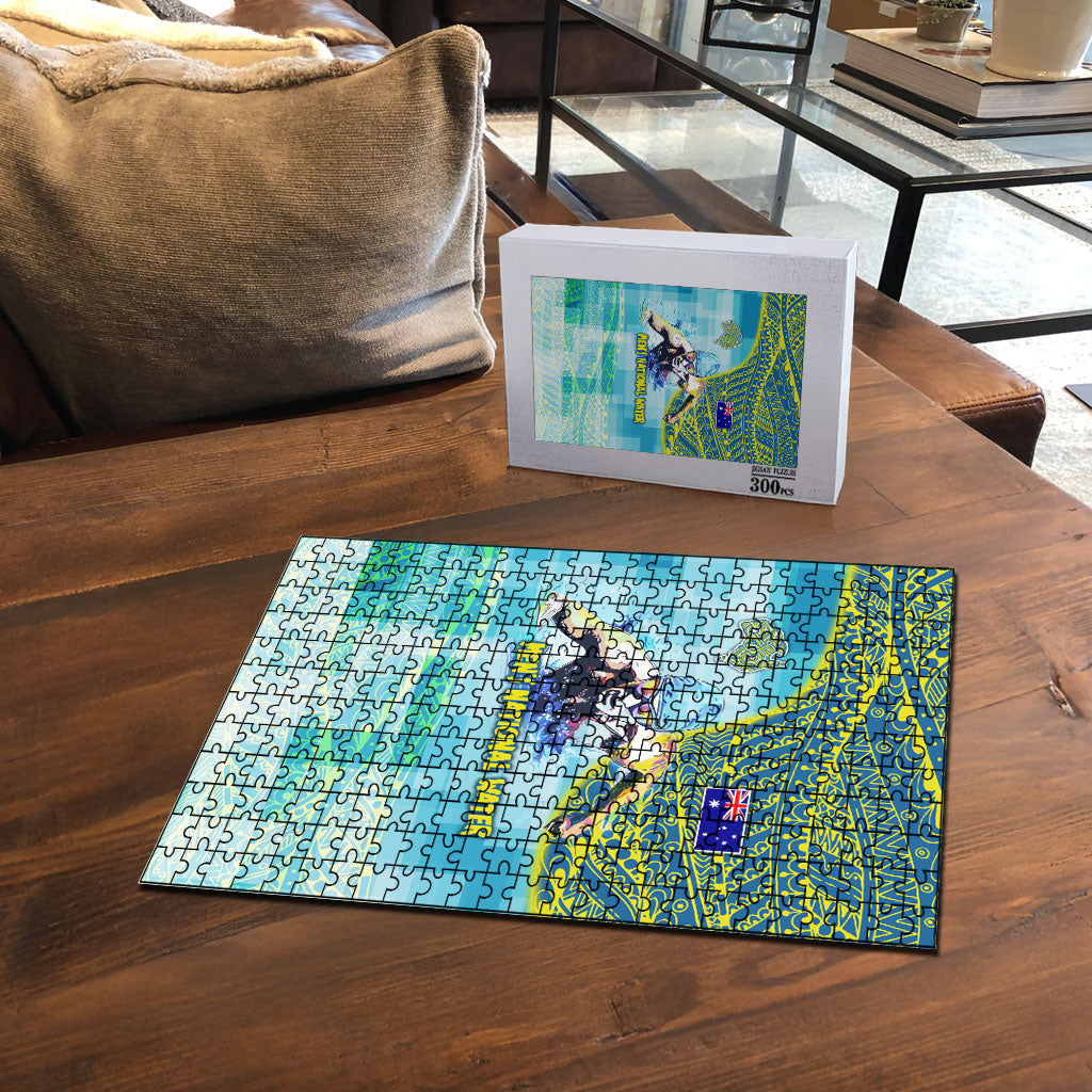 Australia Men National Water Polo Team Puzzle Aboriginal Dot Art Style Patriotic Aquatic Sport