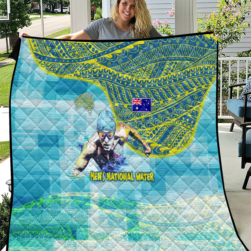 Australia Men National Water Polo Team Quilt Aboriginal Dot Art Style Patriotic Aquatic Sport