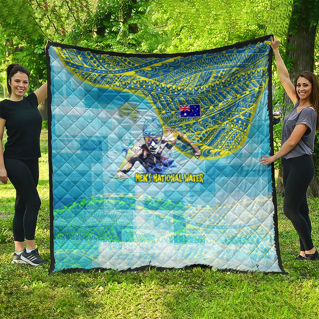 Australia Men National Water Polo Team Quilt Aboriginal Dot Art Style Patriotic Aquatic Sport