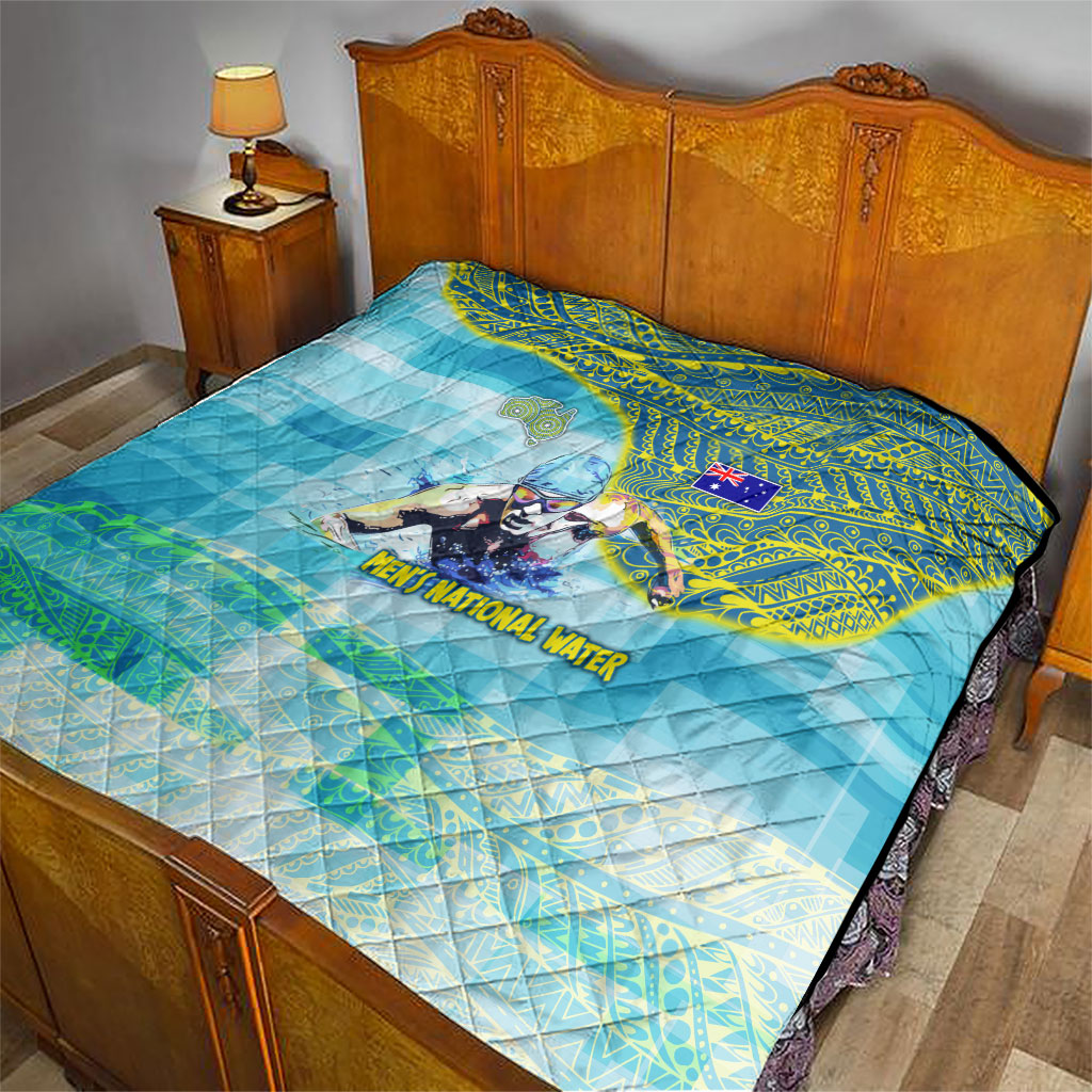 Australia Men National Water Polo Team Quilt Aboriginal Dot Art Style Patriotic Aquatic Sport