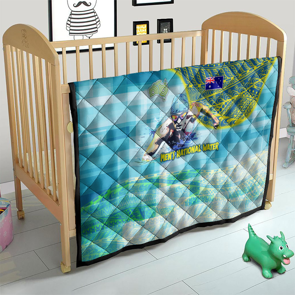 Australia Men National Water Polo Team Quilt Aboriginal Dot Art Style Patriotic Aquatic Sport