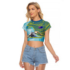 Australia Men National Water Polo Team Raglan Cropped T Shirt Aboriginal Dot Art Style Patriotic Aquatic Sport