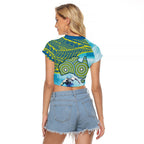 Australia Men National Water Polo Team Raglan Cropped T Shirt Aboriginal Dot Art Style Patriotic Aquatic Sport