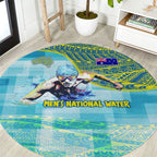 Australia Men National Water Polo Team Round Carpet Aboriginal Dot Art Style Patriotic Aquatic Sport