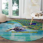 Australia Men National Water Polo Team Round Carpet Aboriginal Dot Art Style Patriotic Aquatic Sport