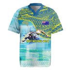 Australia Men National Water Polo Team Rugby Jersey Aboriginal Dot Art Style Patriotic Aquatic Sport