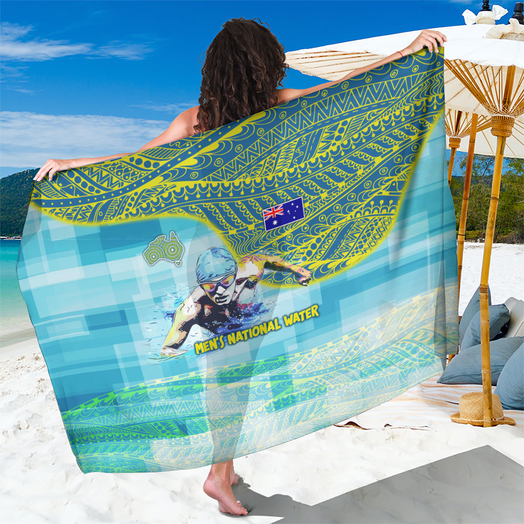 Australia Men National Water Polo Team Sarong Aboriginal Dot Art Style Patriotic Aquatic Sport