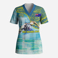 Australia Men National Water Polo Team Scrub Top Aboriginal Dot Art Style Patriotic Aquatic Sport