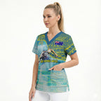Australia Men National Water Polo Team Scrub Top Aboriginal Dot Art Style Patriotic Aquatic Sport