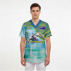 Australia Men National Water Polo Team Scrub Top Aboriginal Dot Art Style Patriotic Aquatic Sport