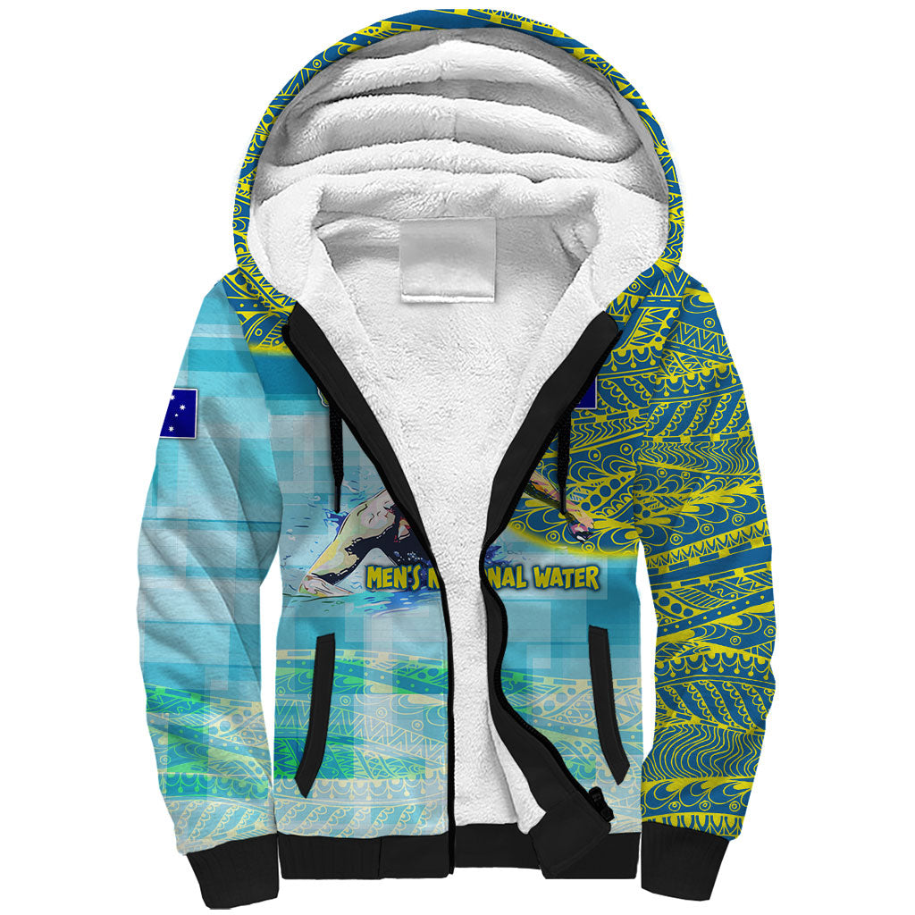 Australia Men National Water Polo Team Sherpa Hoodie Aboriginal Dot Art Style Patriotic Aquatic Sport