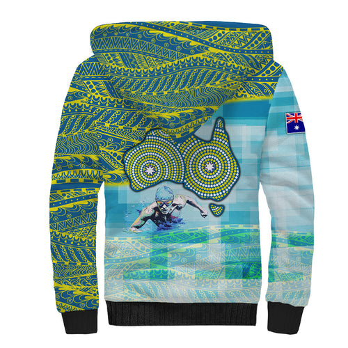 Australia Men National Water Polo Team Sherpa Hoodie Aboriginal Dot Art Style Patriotic Aquatic Sport